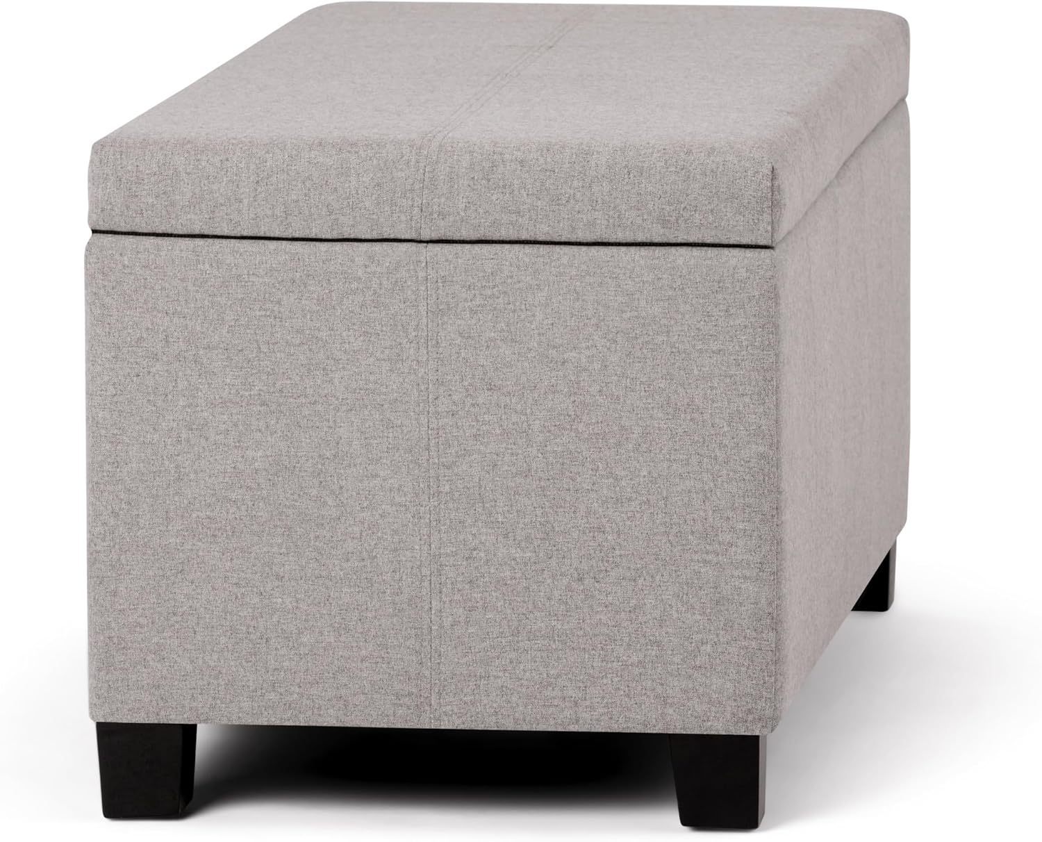 SIMPLIHOME Dover Storage Ottoman Bench - 36 inch Wide Upholstered Linen Look Fabric Rectangular Lift-Top Ottoman in Cloud Grey, Contemporary Bench for Living Room with Safety Hinges