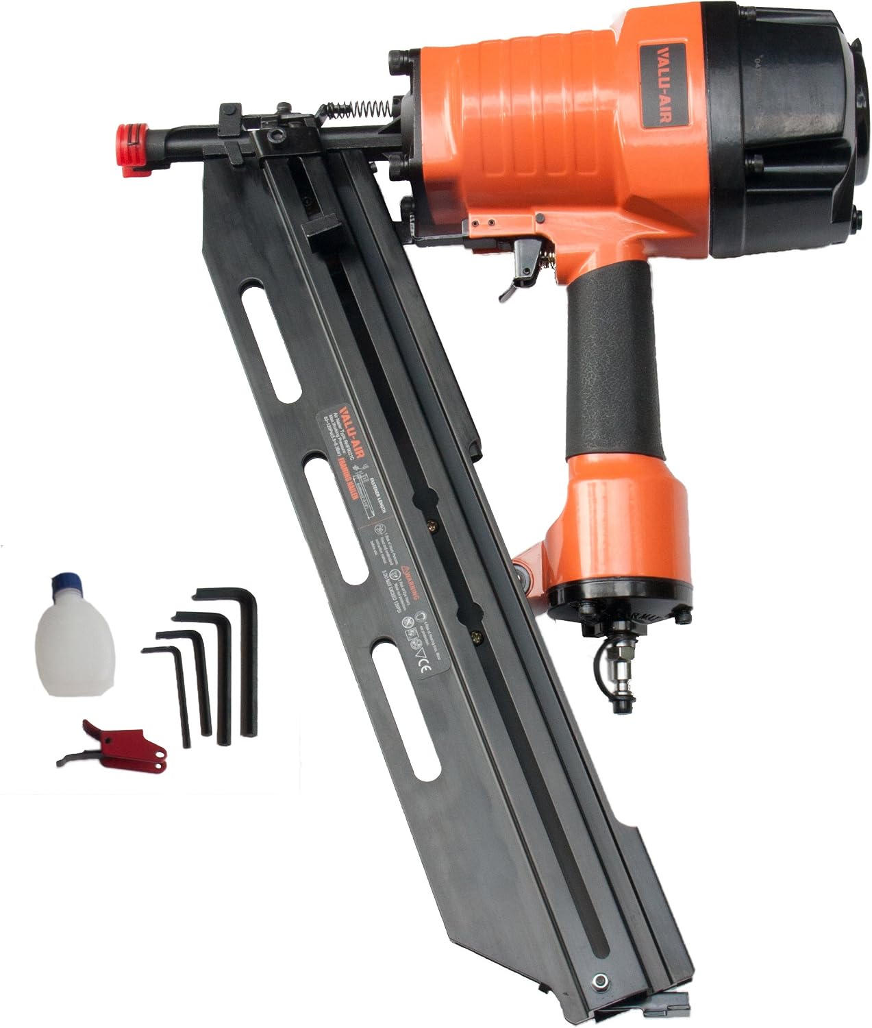 Valu-Air 9021C 21 Degree 3-1/2' Full Round Head Framing Nailer with Carrying Case and Interchangeable Trigger, Tool-Free Depth Adjust, and No Mar Tip