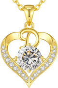 CDE 18K Gold Plated Initial Love Heart 2 Carat Moissanite Necklaces for Women 925 Sterling Silver Jewelry Christmas Anniversary Birthday Present Gifts for Wife Lady Girlfriend Her