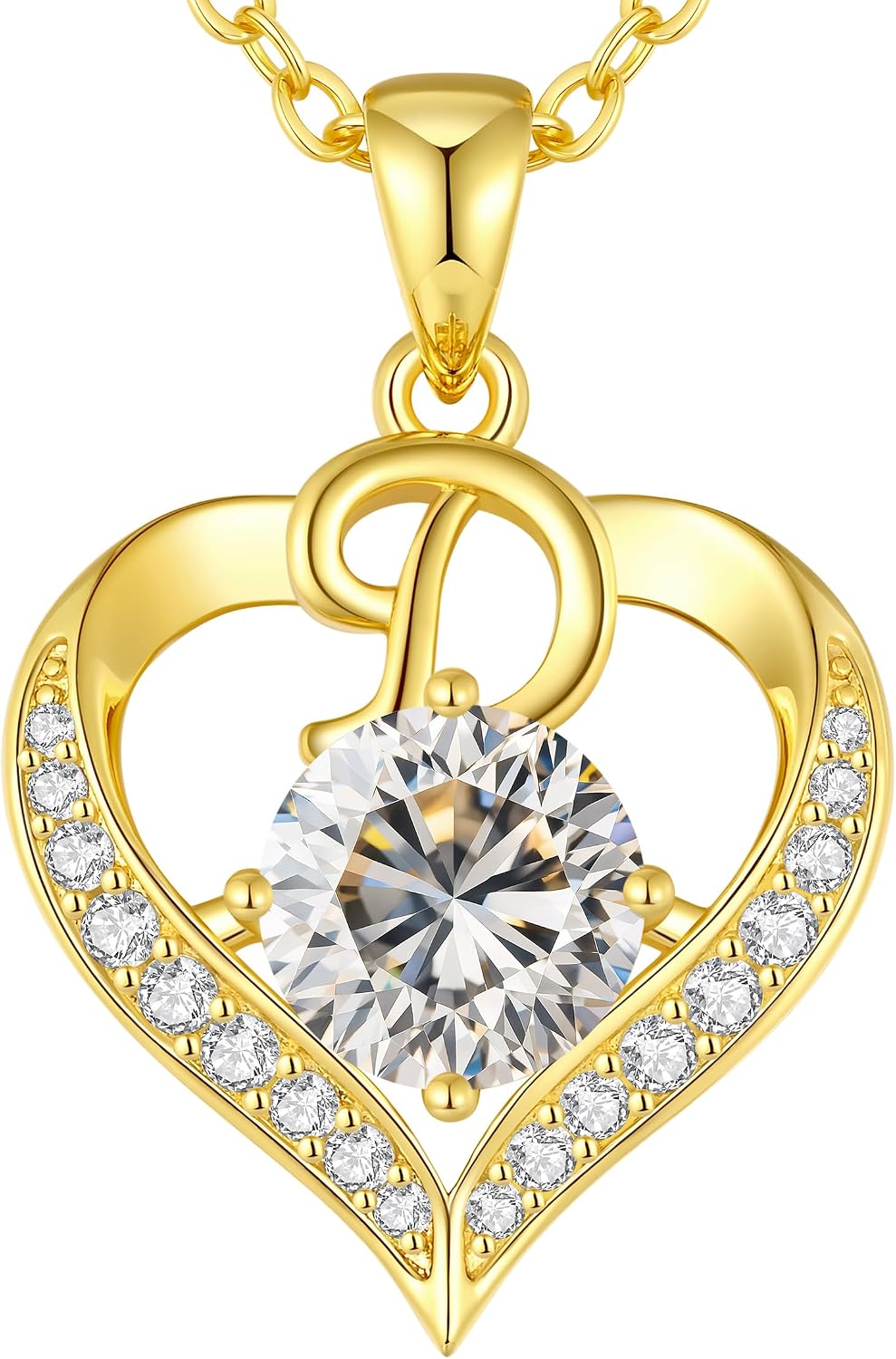 CDE 18K Gold Plated Initial Love Heart 2 Carat Moissanite Necklaces for Women 925 Sterling Silver Jewelry Christmas Anniversary Birthday Present Gifts for Wife Lady Girlfriend Her