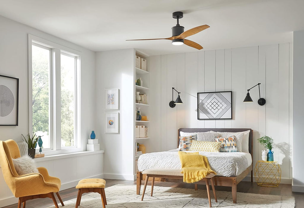 Hinkley Hover 60' Indoor/Outdoor Smart Ceiling Fan with Light and Remote, Modern Propeller Style with Composite Fan Blades, Integrated LED, Graphite and Driftwood