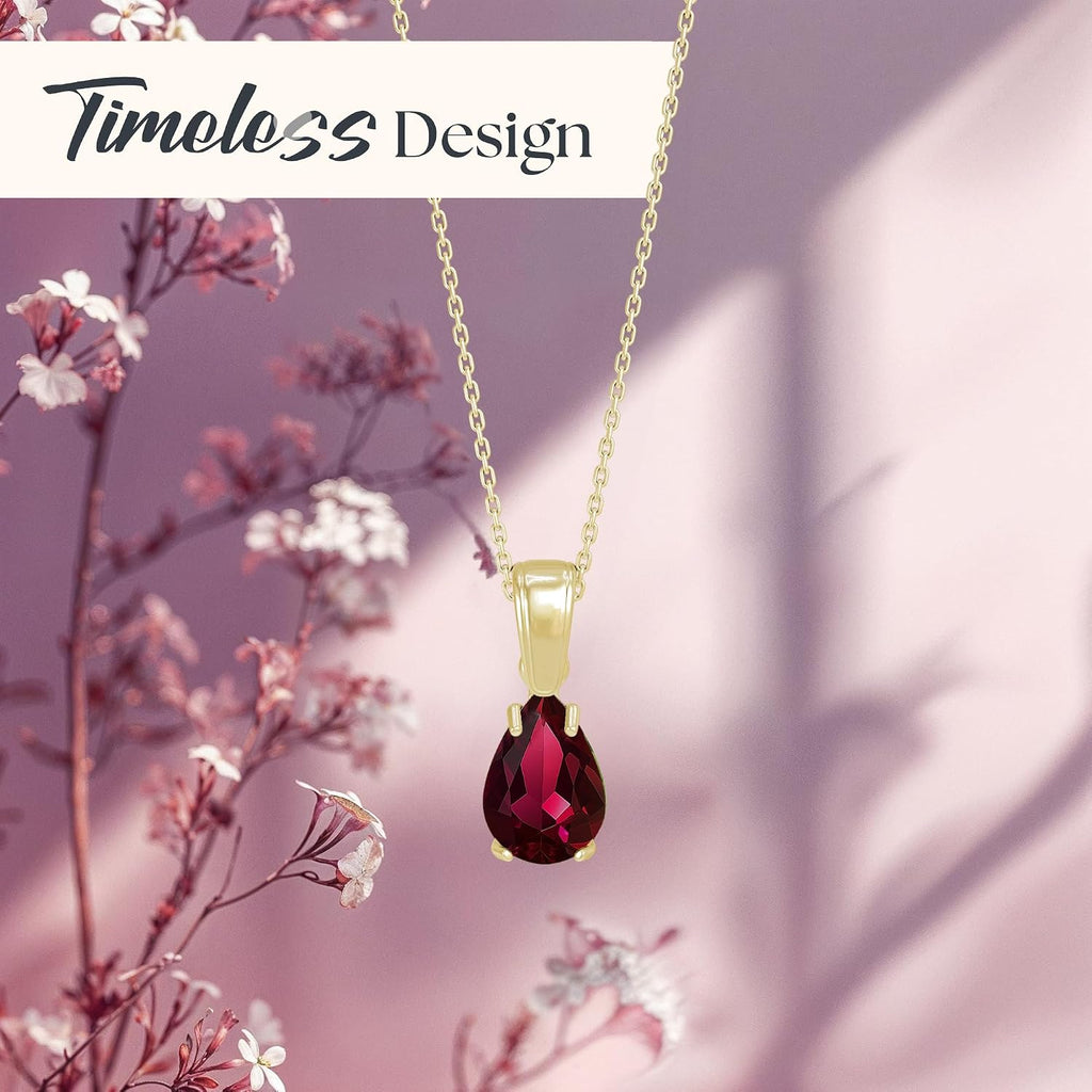 14K Gold Plated Gemstone Necklace for Women - Birthestone Teardrop Necklace - Gold Jewelry for Women - Dainty Gold Necklace - Everyday Necklaces - Gold Necklaces for Women