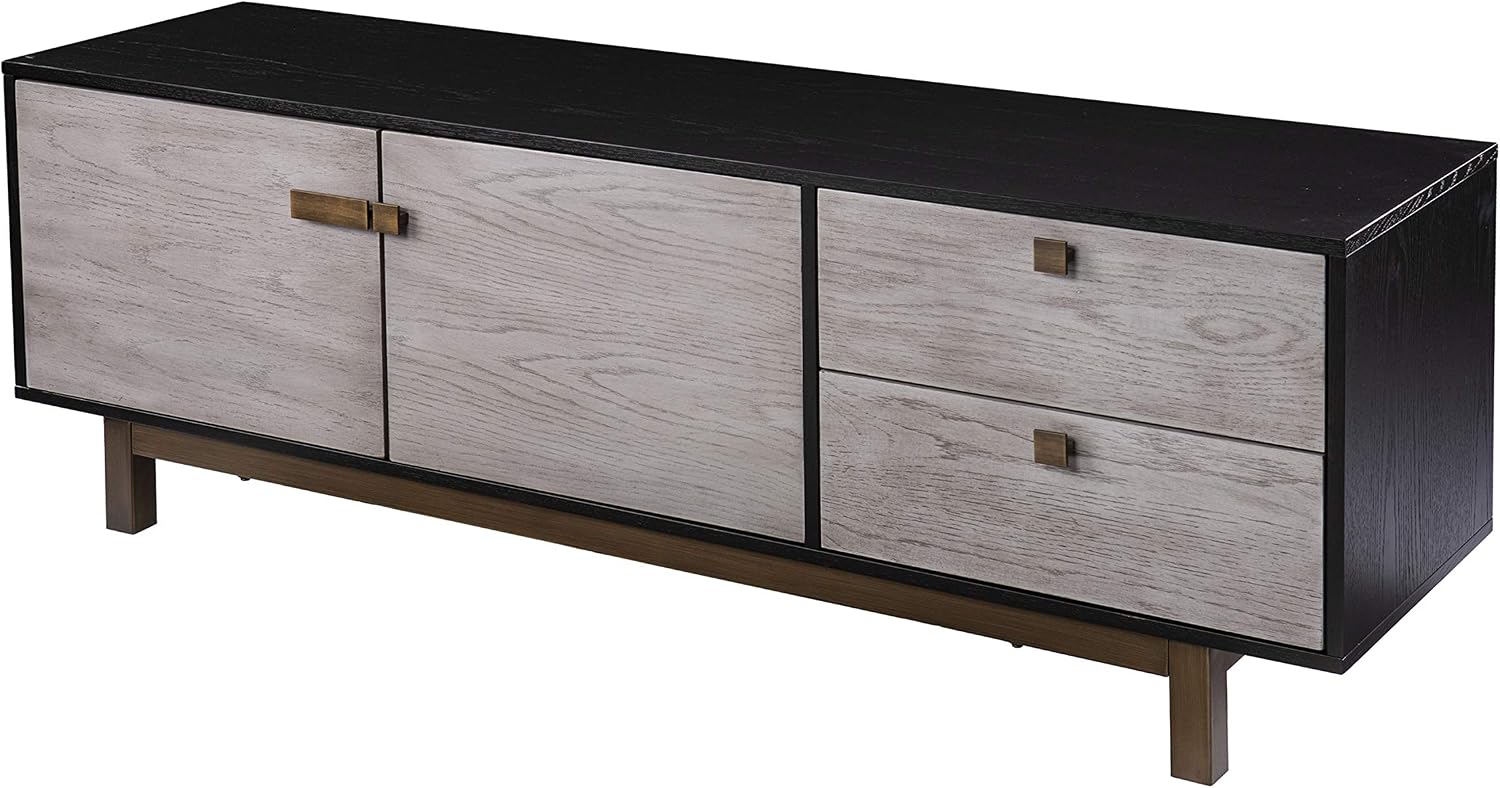 SEI Furniture Enderly w/Storage Media Console, Grey/Black (AMZ3146901SM)