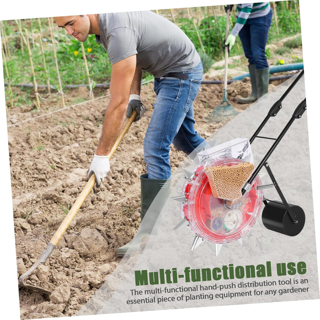 ORFOFE Hand Push Seeder Planter Manual Garden Roller with Nozzles for Precision Sowing and Fertilizing Easy to Use Gardening Tool for Efficient Planting
