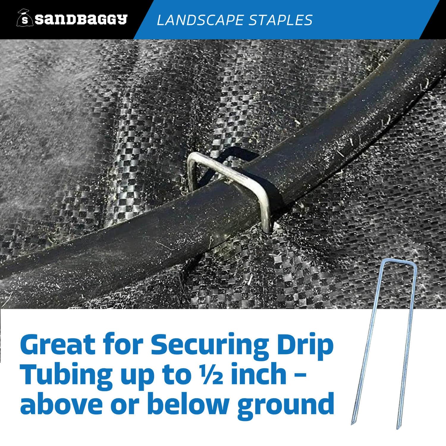 Sandbaggy 6 inch Landscape Sod Staples (8 Gauge Steel) | Great for Hard & Rocky Soil | 40% Thicker Than Standard 11 Gauge | Trusted by Farmers & Contractors Across USA (800 Staples)