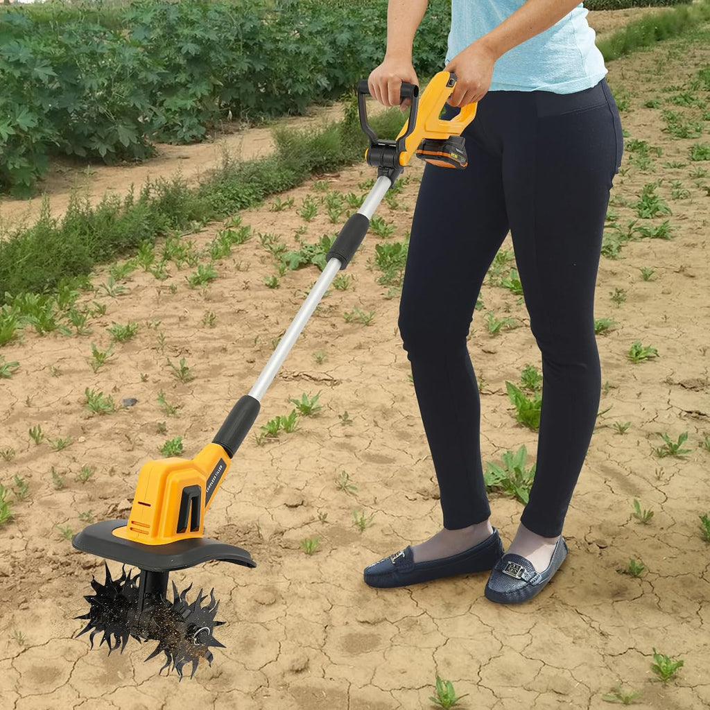 Cordless Tiller Cultivator, Electric Garden Tiller w/270 RPM, 8.7' Tilling Width, 6.3' Depth, Portable Rotary Tillers, for Plowing, Weeding, Turning Over The Soil