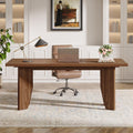 Tribesigns 63' Executive Desk, Mid-Century Modern Office Computer Desk with Sturdy Legs, Large Wooden Workstation Writing Table, Farmhouse Business Furniture for Home Office, Brown