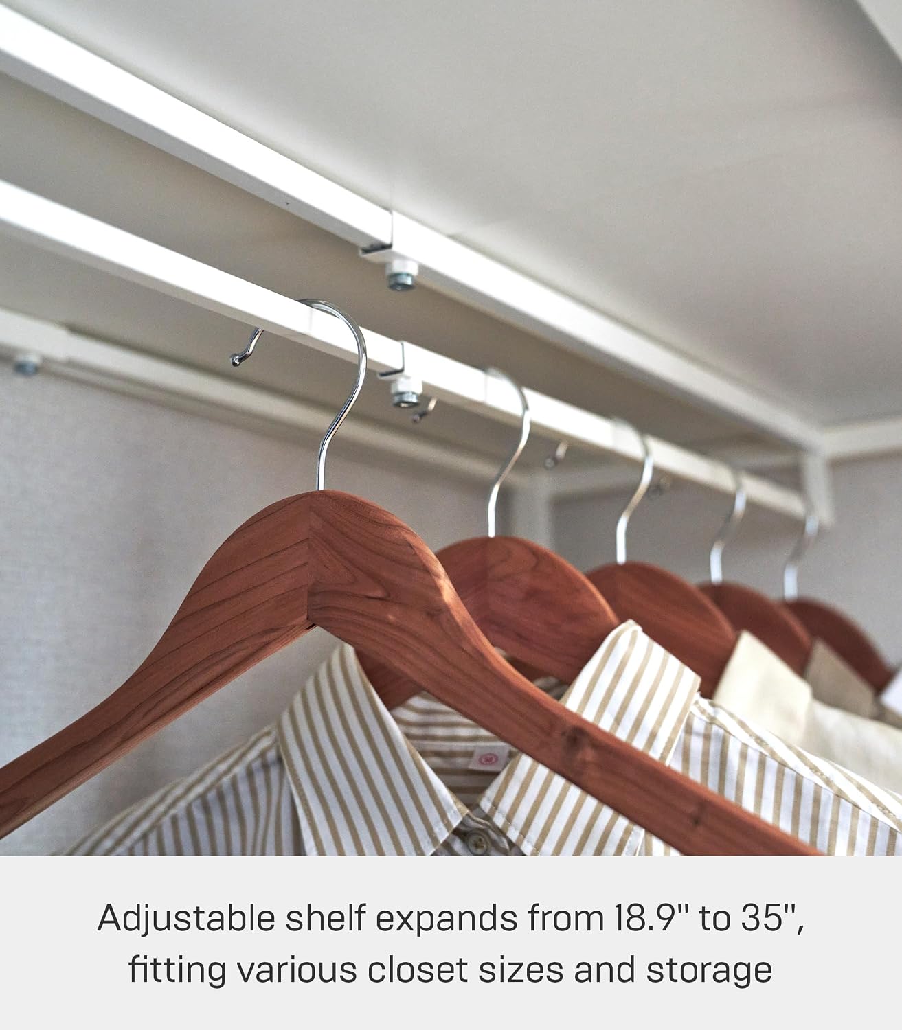 YAMAZAKI Home Tower Expandable Over Suitcase Shelf, Closet Luggage Organization Clothes Hanger Metal Shelf - Steel