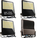 Lightdot 200W Outdoor Flood Lights AC100-277V LED Stadium Lights 30000Lm LED Flood Lights with Photocell, IP65 Waterproof Area Lighting for Backyard/Stadium-4Pack 5Yrs Warranty