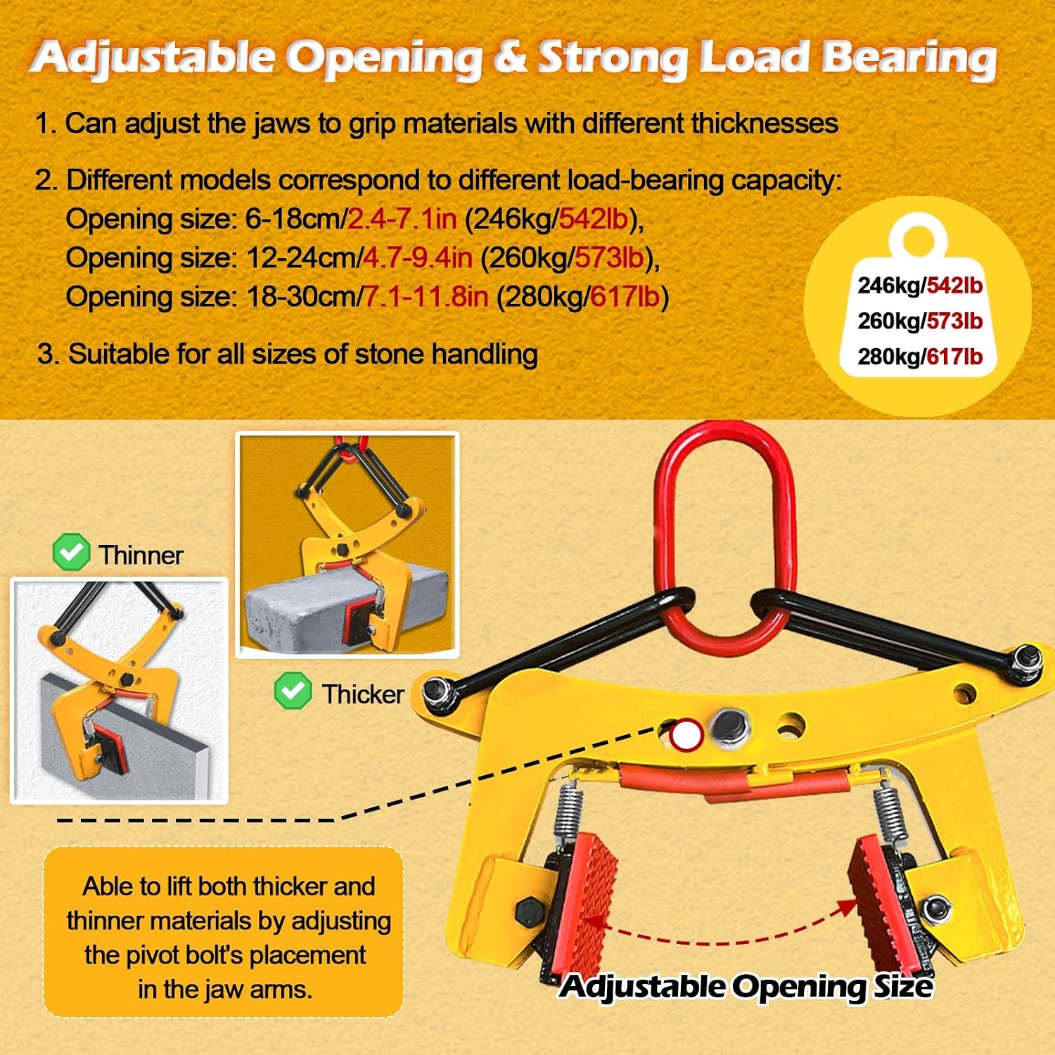 Chain Granite Curb Clamp, Scissor Granite Tools/Timber Lifting Transport Clamps Rock Lifter, Steel Sheet Lifting Clamp(Opening size 18-30CM/7.1-11.8in)