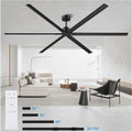 108 Inch Industrial Ceiling Fan, Large Commercial Ceiling Fan with 6 Aluminum Blades, HVLS Shop Fan for Garage Warehouse Gym, Quiet Reversible DC Motor, 6-Speed Remote, 3 Downrods, Black