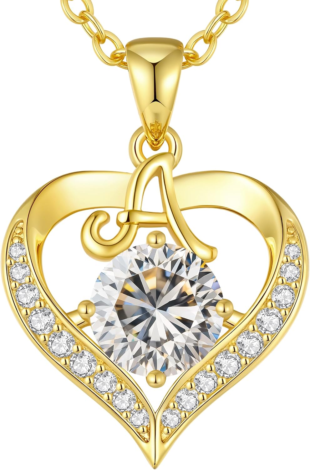 CDE 18K Gold Plated Initial Love Heart 2 Carat Moissanite Necklaces for Women 925 Sterling Silver Jewelry Christmas Anniversary Birthday Present Gifts for Wife Lady Girlfriend Her