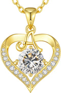 CDE 18K Gold Plated Initial Love Heart 2 Carat Moissanite Necklaces for Women 925 Sterling Silver Jewelry Christmas Anniversary Birthday Present Gifts for Wife Lady Girlfriend Her