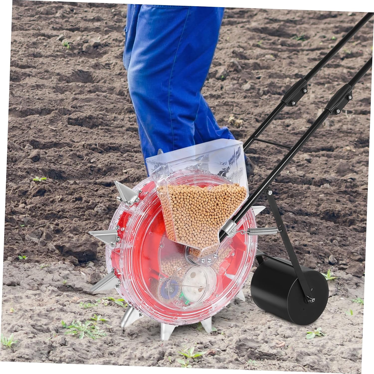 ORFOFE Hand Push Seeder Planter Manual Garden Roller with Nozzles for Precision Sowing and Fertilizing Easy to Use Gardening Tool for Efficient Planting