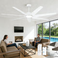 65' Smart Ceiling Fan with Light, Alexa/Google/App Control, 7 ABS White Blades & High-CFM Quiet DC Motor, Energy Efficient Modern Indoor/Outdoor Fan,Dimmable LED for Bedroom, Covered Patio, Porch