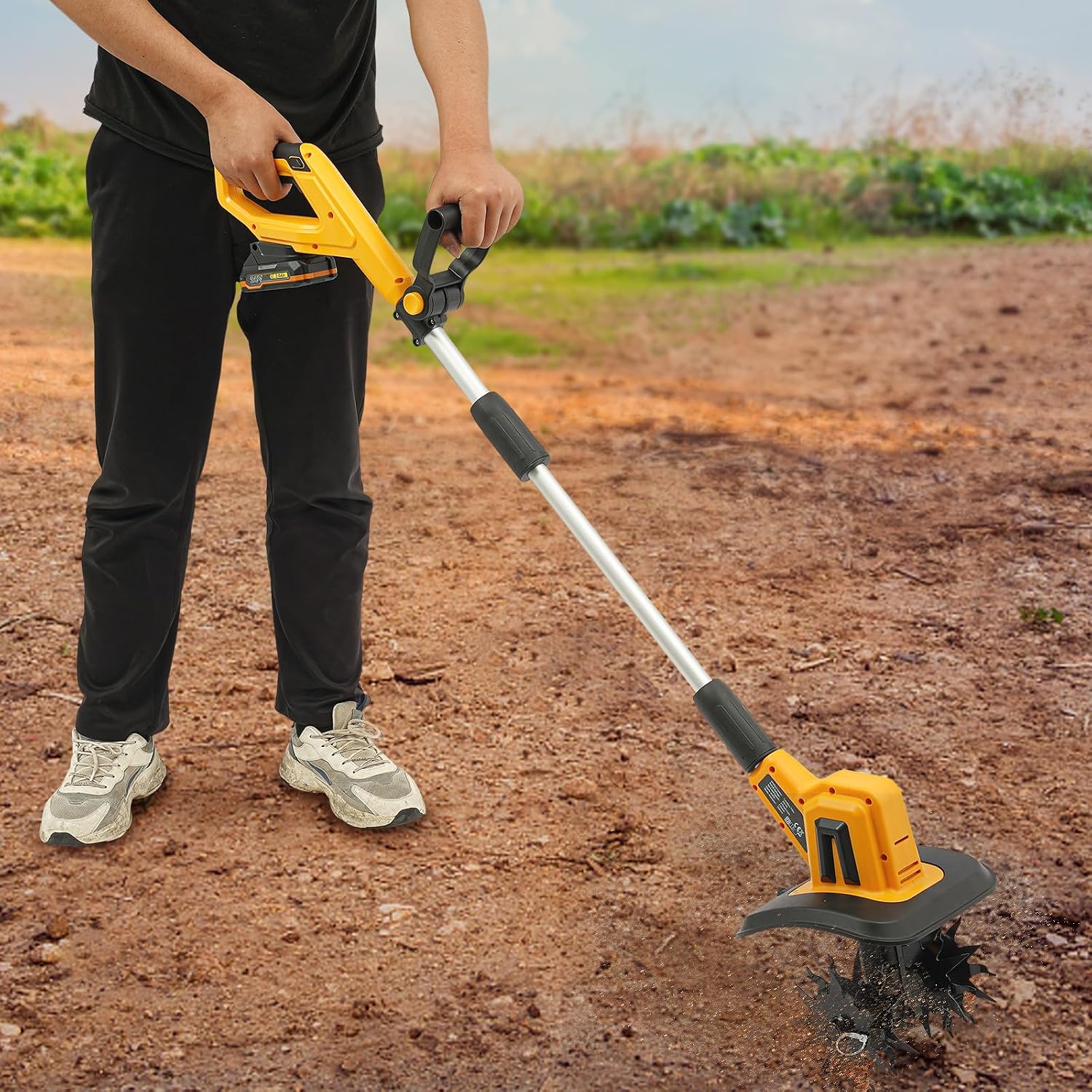 Cordless Tiller Cultivator, Electric Garden Tiller w/270 RPM, 8.7' Tilling Width, 6.3' Depth, Portable Rotary Tillers, for Plowing, Weeding, Turning Over The Soil