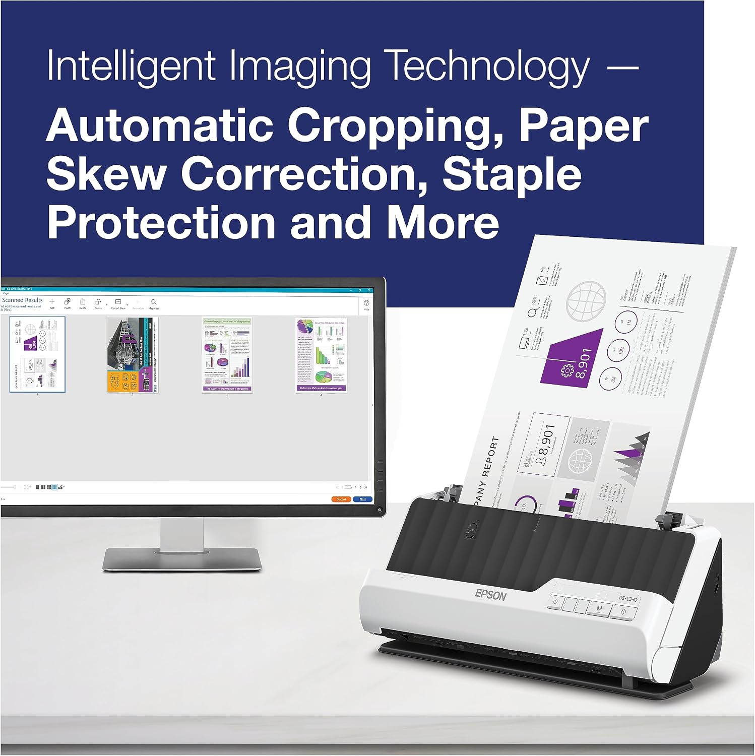 Epson DS-C330 Duplex Compact Desktop Document Scanner with Auto Doc Feeder (ADF)