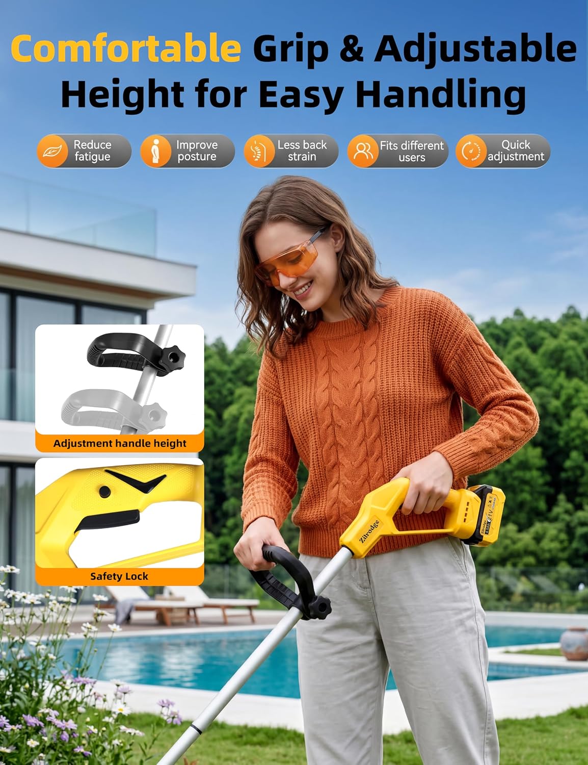 Cordless Tiller Cultivator/ Trencher 2-IN-1, Electric Mini Tiller Lawn Edger w/ 2*4.0Ah Battery, 9' Width, 6' Depth, 48 Steel Tines Rototiller for Garden, Soil, Weeding, Compatible with Dewalt Battery