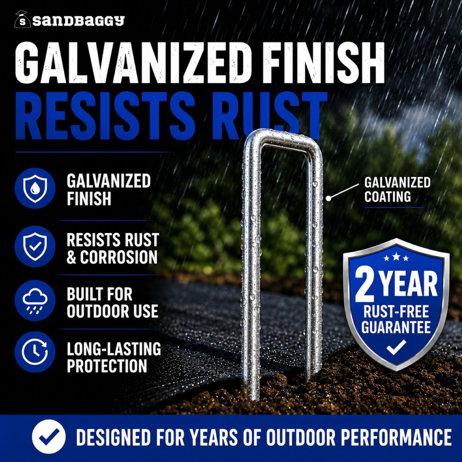 Sandbaggy 10,000-Count Rust-Free 6-Inch Landscape Staples (11 Gauge Steel) - Galvanized SOD Garden Stakes Pin ~ Trusted by Farmers & Contractors Across the USA