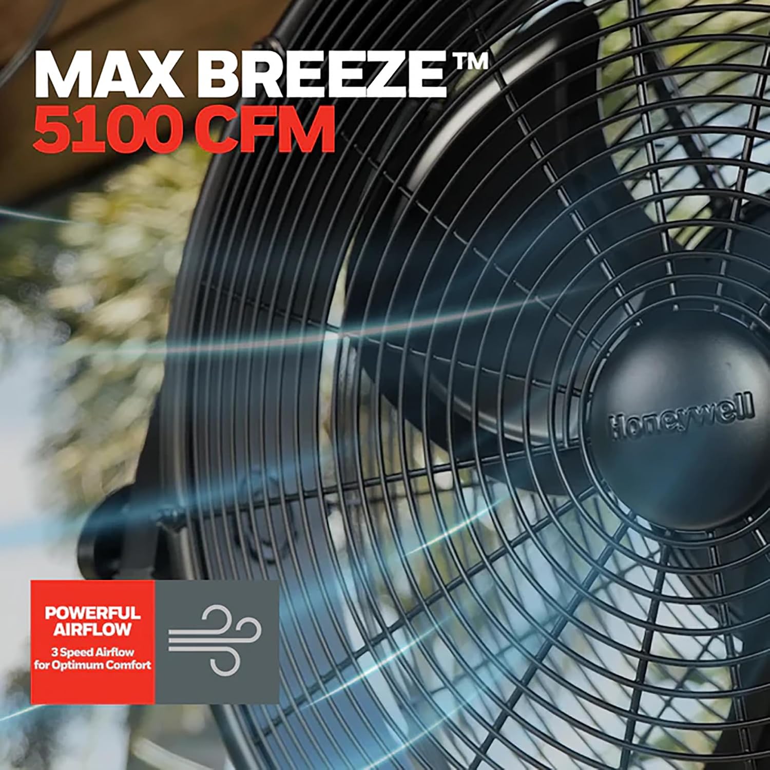 Honeywell Outdoor Wall Mount Oscillating Wet Rated Fan, Strong Airflow, 3 Speeds, 300 Degree Oscillation, 8 Foot Corded Electric, Matte Black