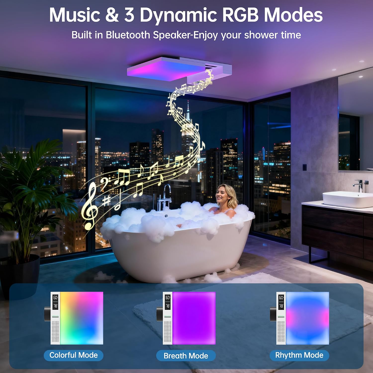 Smart Bathroom Exhaust Fan with Bluetooth Speaker and Light & Humidity Sensor, Powerful 230CFM Exhaust Fan with Alexa/App/Remote Control, Auto-On Humidity & Odor Sensor, Quiet 2.0 Sone (White)