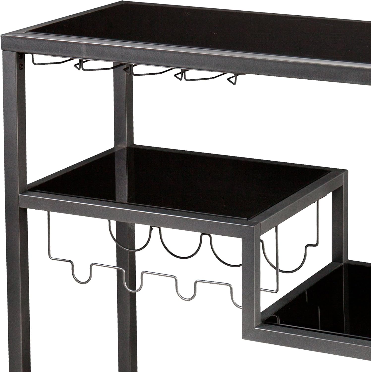 SEI Furniture - Holly & Martin Zephs Bar Cart - Grey - Iron Metal & Tempered Glass - Modern Design - Ideal for Living Rooms, Dining Rooms, Home Bars, 40' W x 16' D x 37.5' H (HZ8810)