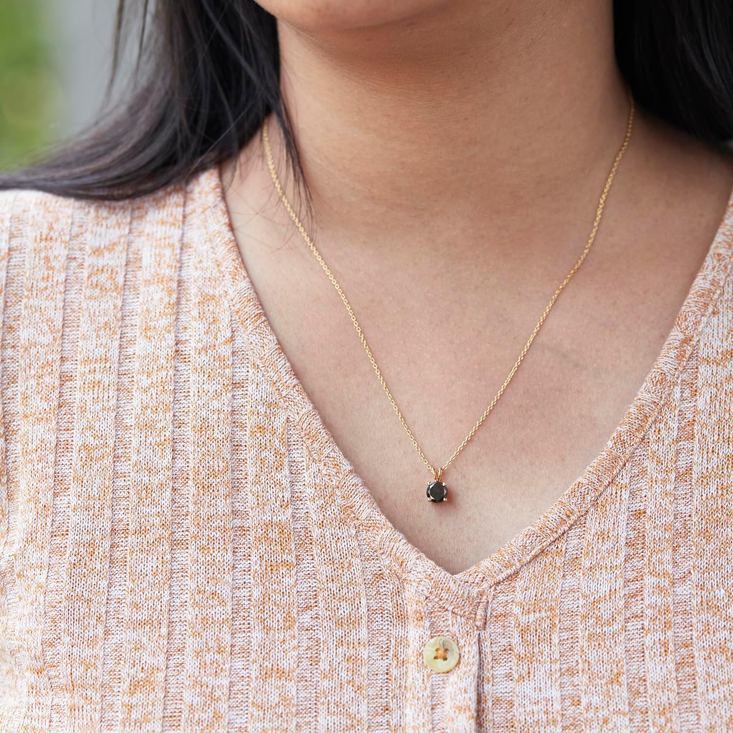 DEWBERRY 1/4 cttw to 2.00 cttw Round Black Diamond Solitaire Pendant Necklace for Women Men | 4 Prong Lobster Lock 18' Cable Chain Necklace in 14KT White or Yellow Gold Plating 925 Silver Pendant