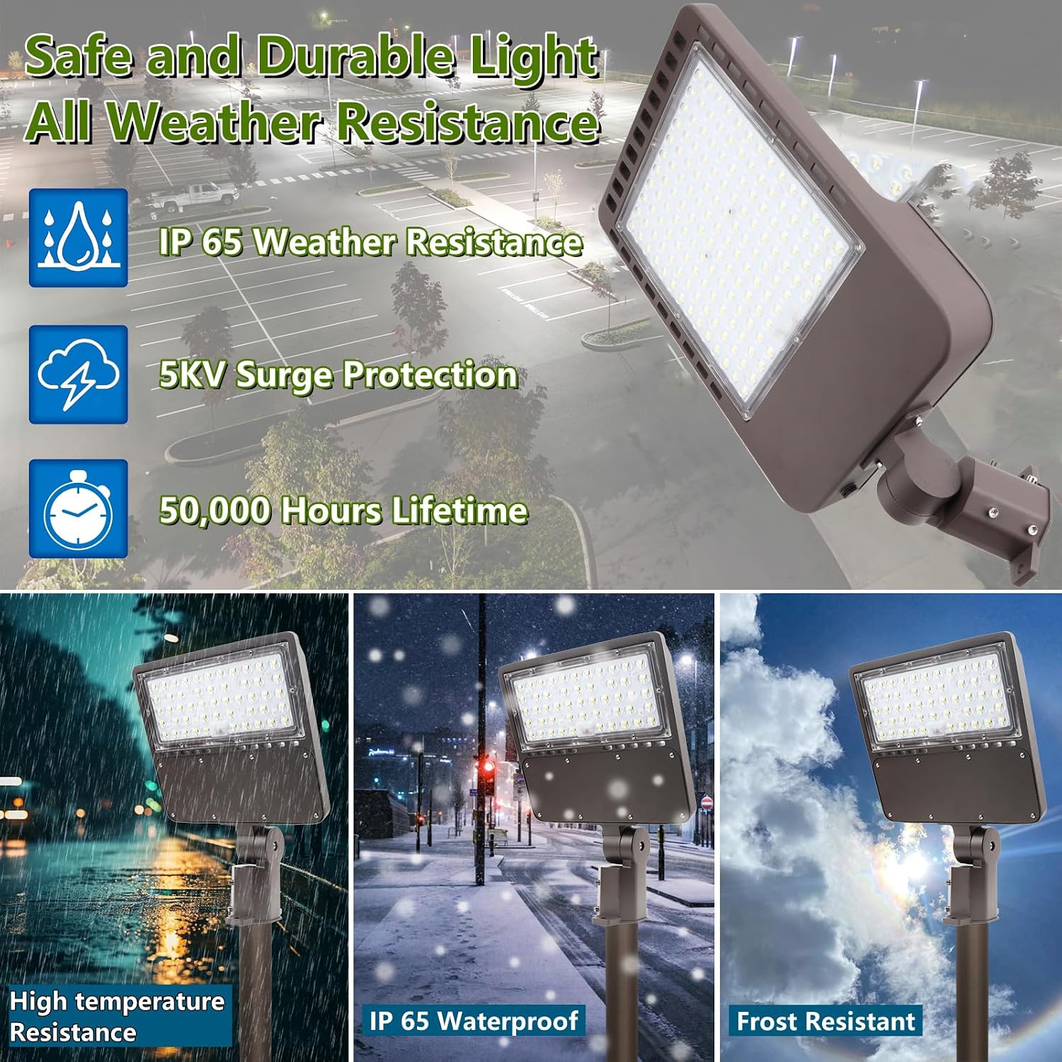 2PACK 300W LED Parking Lot Light with Dusk to Dawn Photocell, Slipfitter Mount and Wall Mount Commercial Outdoor Lighting, 100-277V 42000LM 5000K, ETL Commercial LED Security Flood Lights