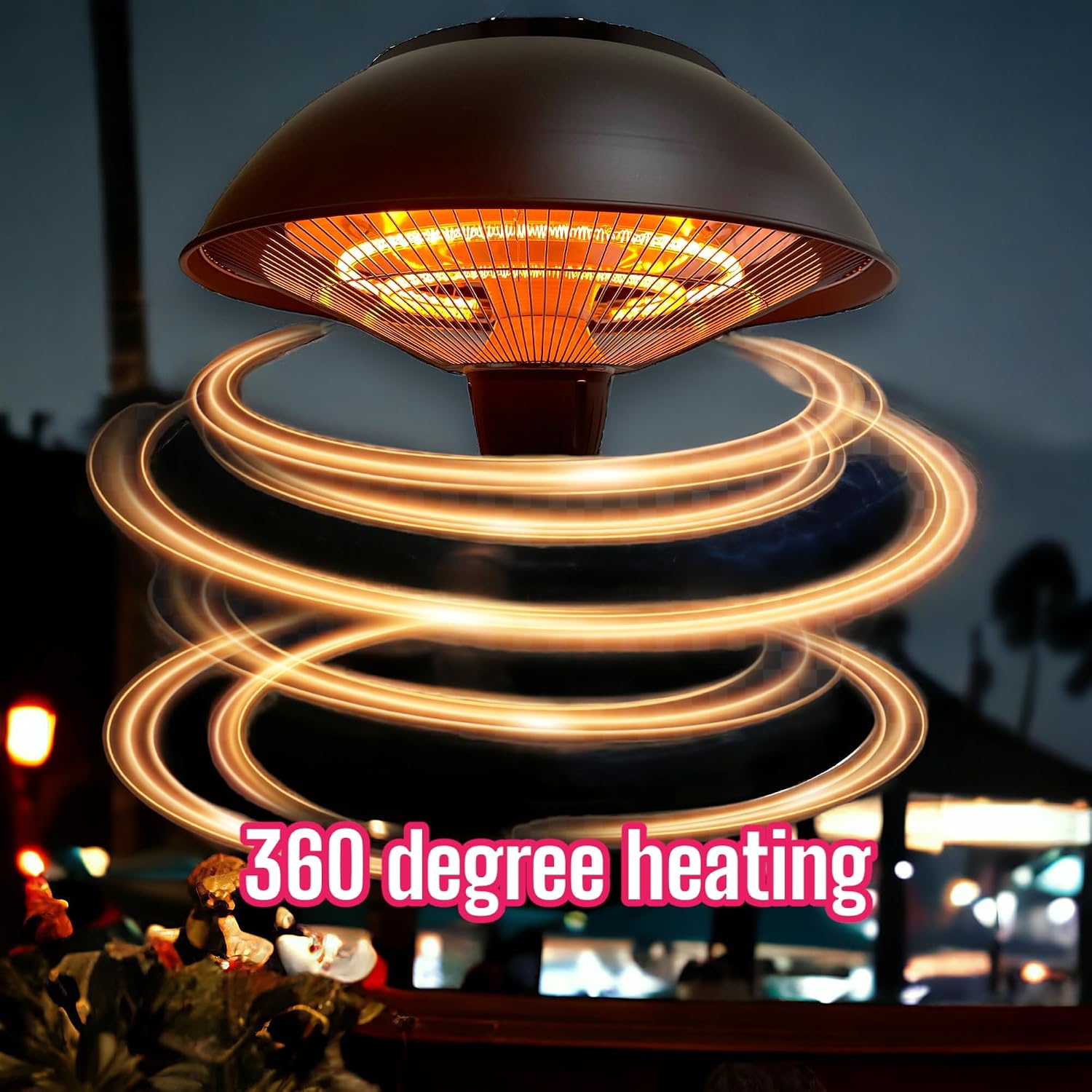 Black Outdoor Indoor Patio Restaurant Halogen Ceiling Heater Water Proof