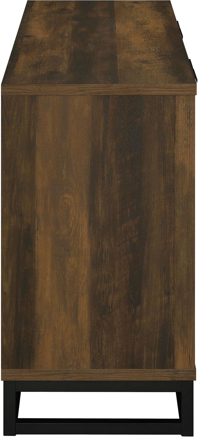 Coaster Home Furnishings - Ryatt - 4-Door Engineered Wood Accent Cabinet with Fluted Design, Two Shelves - Transitional Style - Living Room, Entryway & Home Kitchen - Dark Pine - 950393