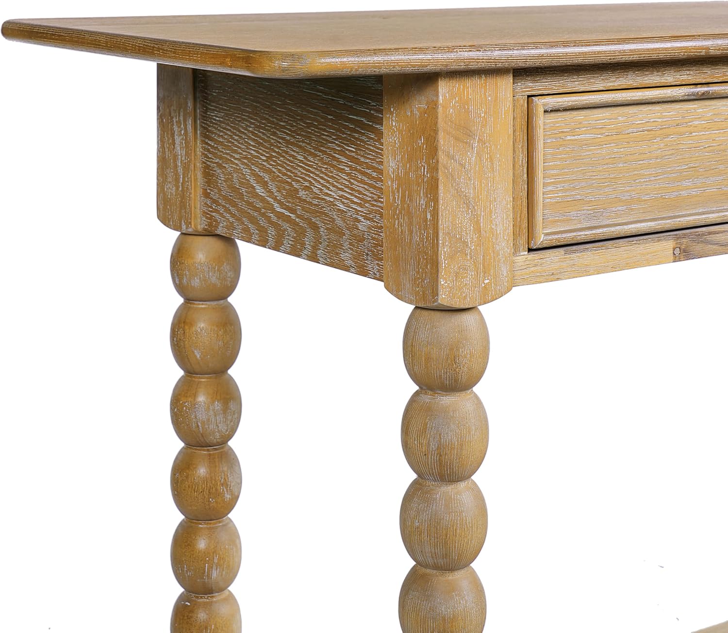 Christopher Knight Home Zeka Narrow Console Table with Storage, Wood Entryway Table with 2 Drawers and 1 Bottom Shelf, Retro Display Table with Unique Spherical Legs for Hallway, Living Room, Natural