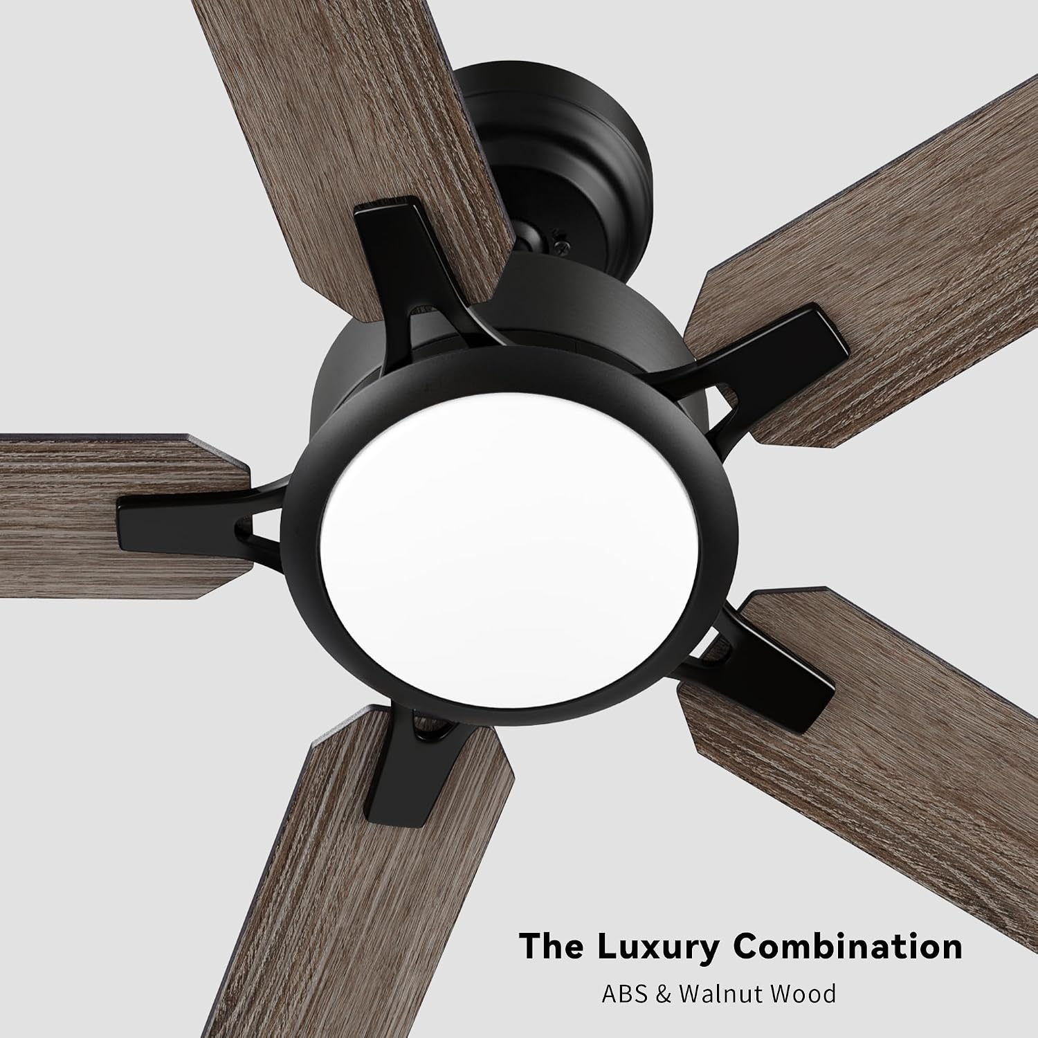 SMAFAN 56' Smart Low Profile Ceiling Fan With Lights, 10 Speeds Silent DC Motor, Farmhouse Ceiling Fan Compatible with Alexa, Siri, Google & Smart App, Indoor & Outdoor, Wood & Dark Walnut