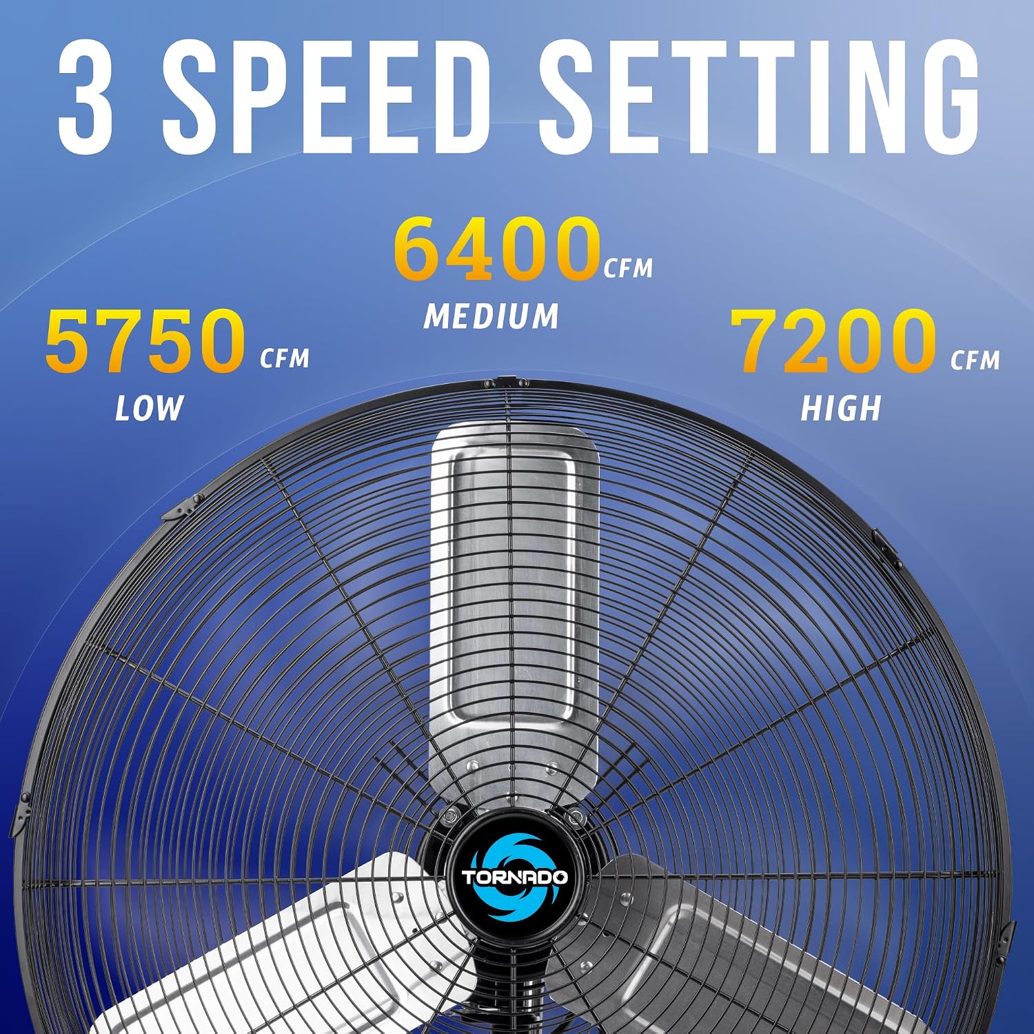 Tornado 24 Inch Pro Series High Velocity Oscillating Wall Mount Fan For Commercial, Industrial Use 3 Speed 7200 CFM 6.6 FT Cord UL Safety Listed
