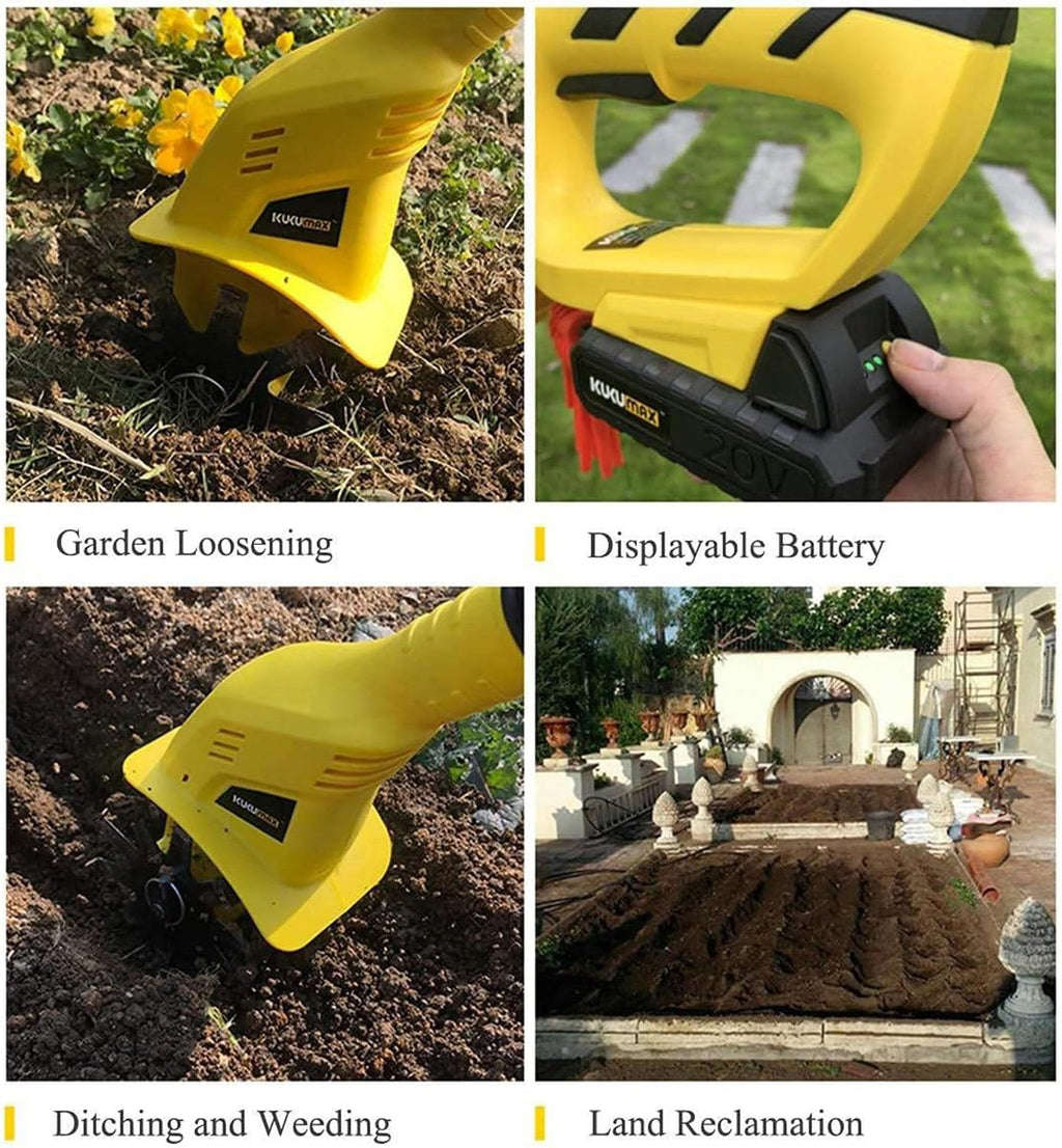 Electric Tiller,Cordless Garden Tiller Rotavator, Depth 17cm, Cultivated Land Width 10cm, Adjustable Cultivator for The Garden,Vegetable Plots,110V (220V)