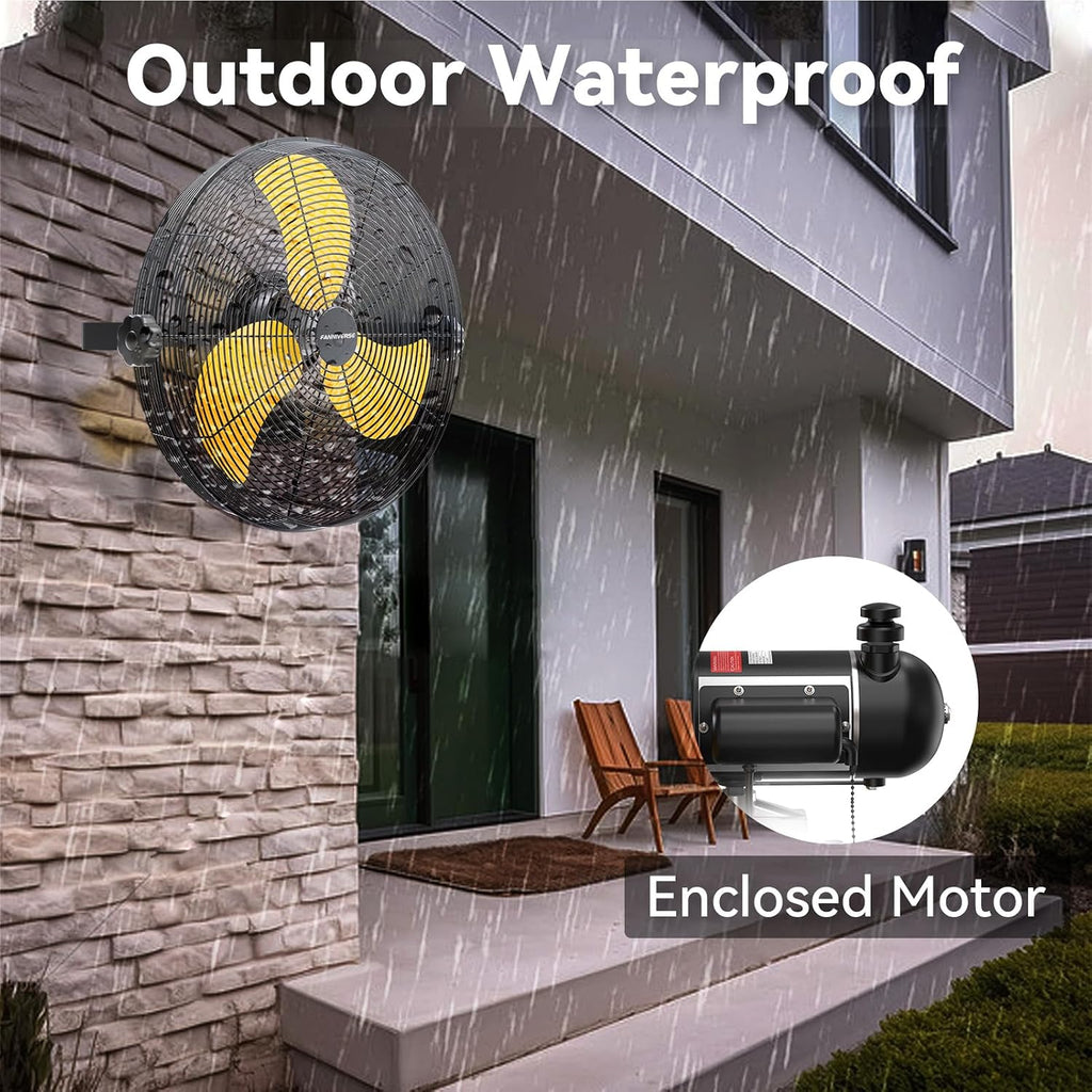 2PCS 14 Inch Wall Fan Pro Series - Waterproof Motor High Velocity Wall Mount Fans for Commercial, Residential, Warehouse, Covered Patio, Shop, Garage, Barn 3 Speed 3000 CFM UL Safety Listed
