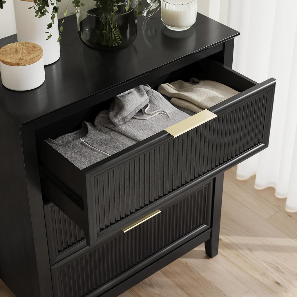 Bush Home 3 Drawer Dresser - Set of 2, Bedroom Furniture and Storage, Camille Collection, Onyx Birch