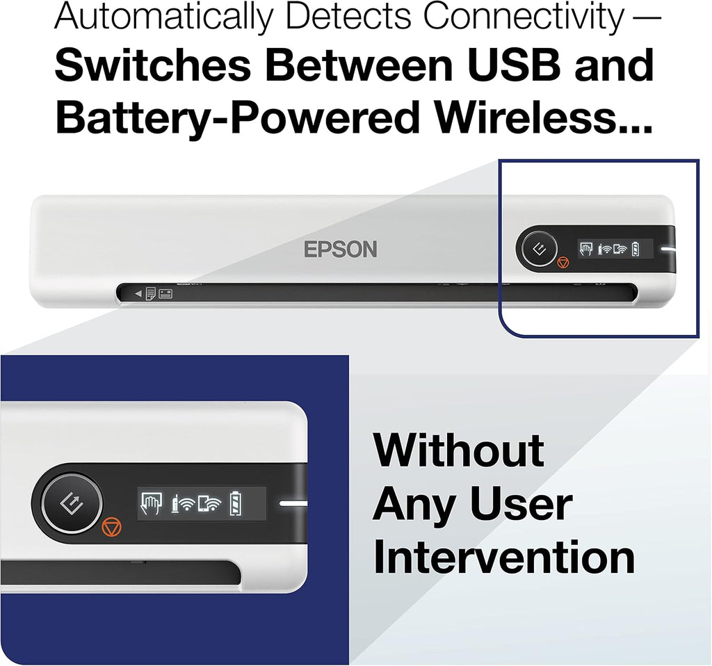 Epson DS-80W Wireless Portable Sheet-fed Document Scanner for PC and Mac