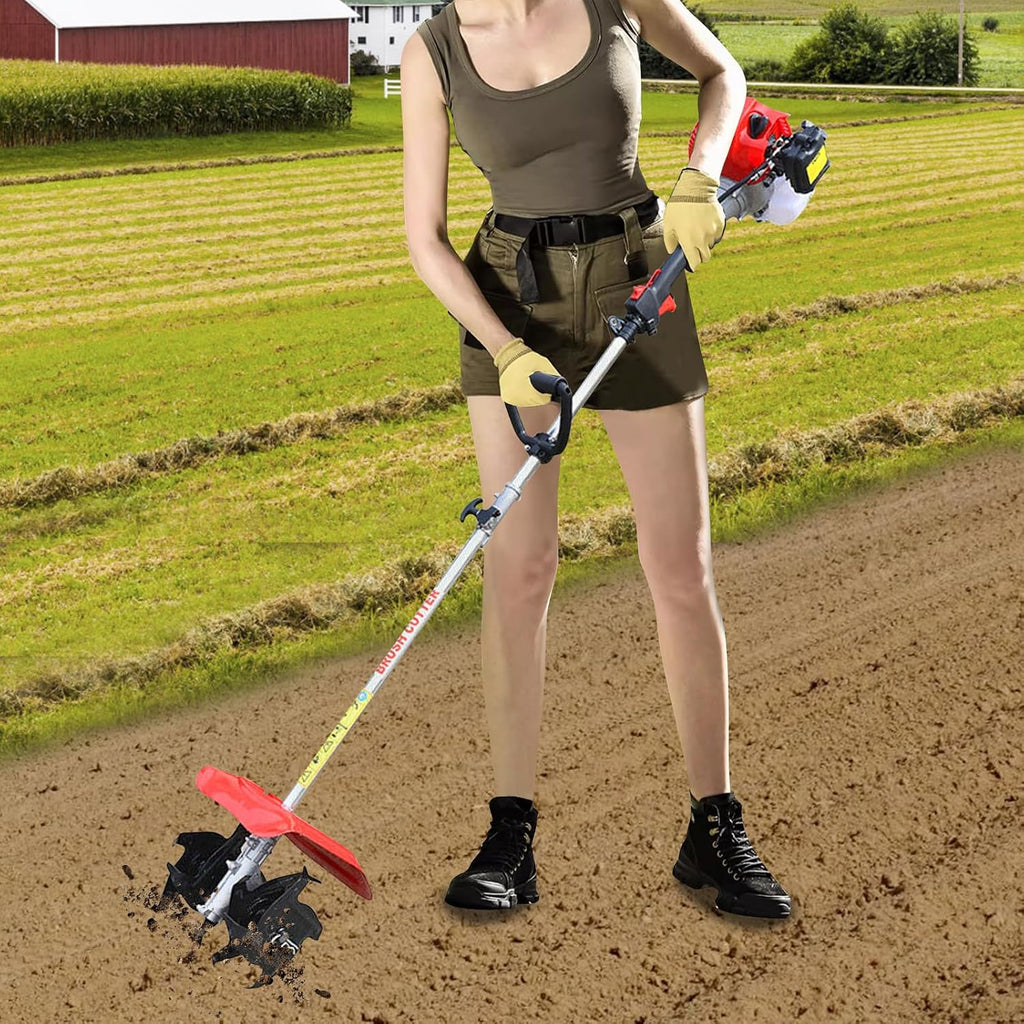 Gas Powered Cultivator, 1.25KW Cordless Tiller Cultivator, Gasoline 2-Stroke Engine Garden Cultivator, Mini Handheld Tiller Cultivator for Farm, Park, Garden, Courtyard, Field
