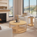 Bush Home Vera Round Coffee Table with Set of 2 Round End Tables, Living Room Furniture, Vera Collection, Natural White Oak
