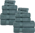 Superior Zero Twist Cotton 12 Piece Assorted Towel Set, Includes 4 Bath, 4 Hand, 4 Washcloth/Face Towels, Quick Dry, Home Essentials, Shower, Spa, Luxury Plush Soft Absorbent Towels, Jade Green