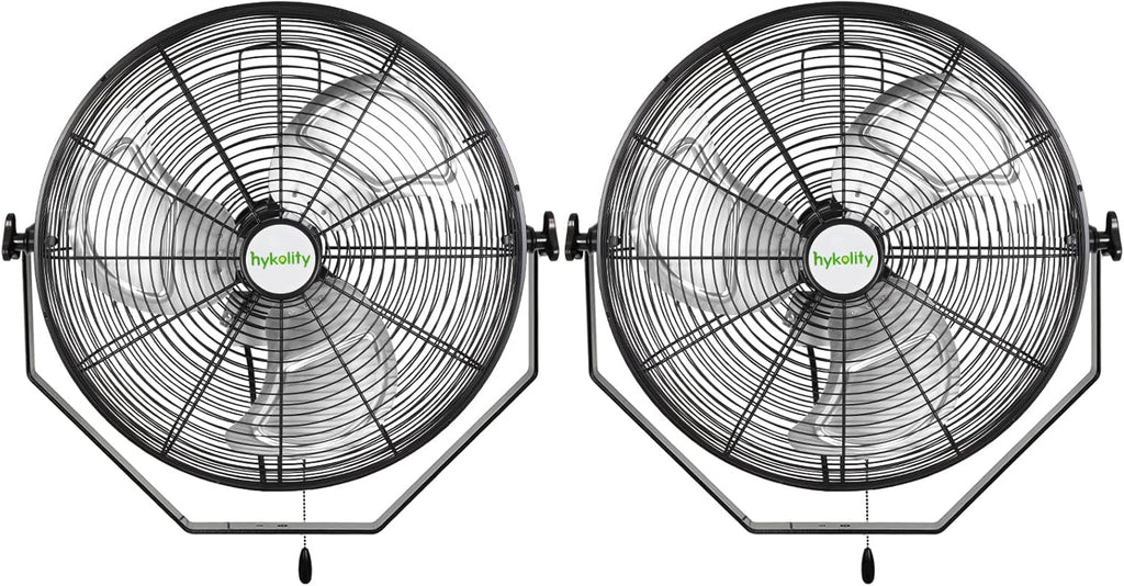 hykolity 20 in. Industrial Wall Mount Fan, 4600 CFM 3-Speeds High Velocity Fan with Sealed Motor, Heavy Duty Metal Barn Fans for Garage, Workshop and Warehouse, 2 Pack, UL Listed