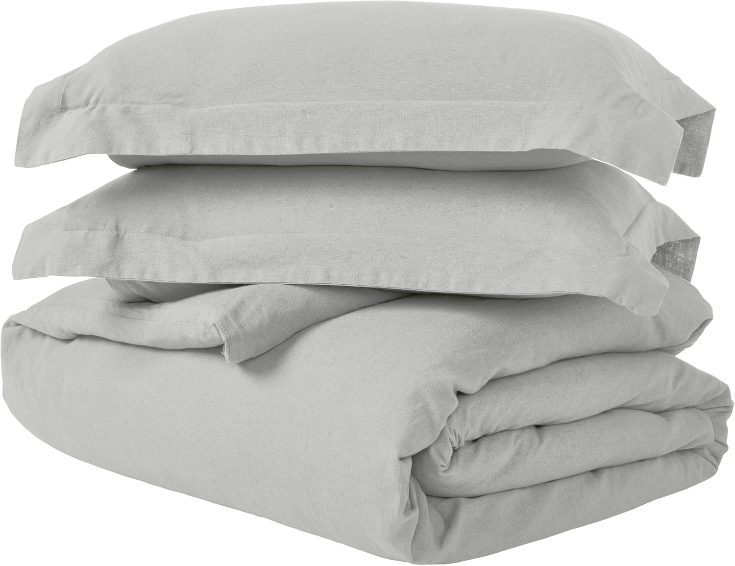 Superior Cotton Linen Duvet Cover Set, Chic Decor for Bedroom, Includes 1 Duvet Cover with Button Closure, 2 Pillow Shams, Boho Aesthetic Bedding Essentials, Soft, Lightweight, Full/Queen, Silver