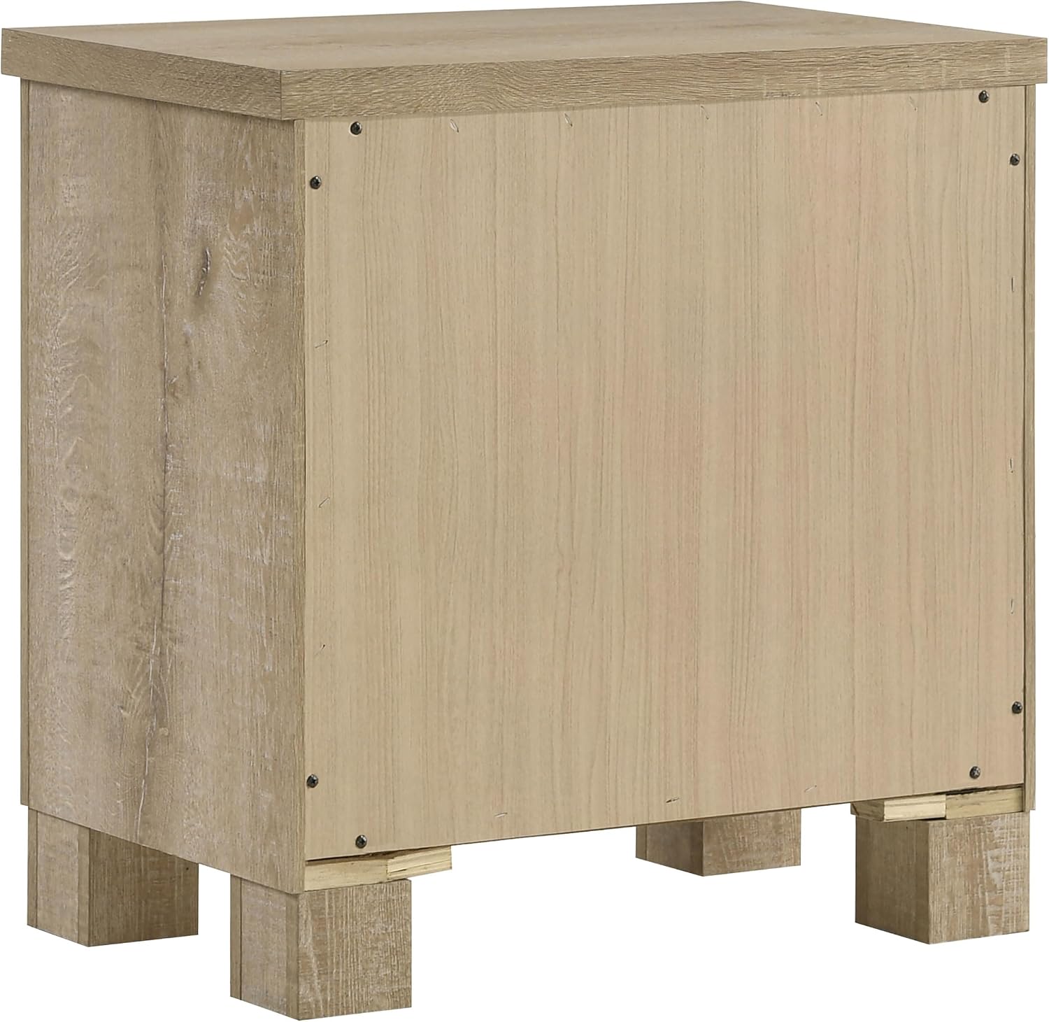 Coaster Home Furnishings - Oakglen - Engineered Wood - 2-Drawer Nightstand with Dark Bronze Handles, Block Legs and Scratch-Resistant Finish - Bedroom - Weathered Oak - 225102