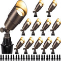 SUNVIE Solid Brass Low Voltage Landscape Lighting 12V Heavy Duty LED Landscape Lights Waterproof Landscape Spotlight Outdoor for Garden Yard, Classic Outdoor Spotlight Without Bulb, 12 Pack, Bronze
