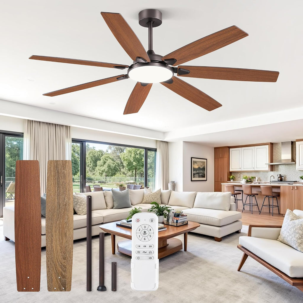 Fanbulous 62 Inch Large Ceiling Fans with Lights and Remote, Oil Bronze Modern Ceiling Fan with 3CCT LED Light, Quiet DC Motor,Indoor/Outdoor Ceiling Fan with 7 Dual Finish Blades for Living Room