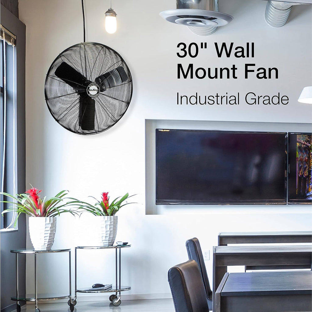 Air King 9030 30-Inch 1/4-Horsepower Industrial Grade Wall Mount Fan with 7,400-CFM, Black Finish