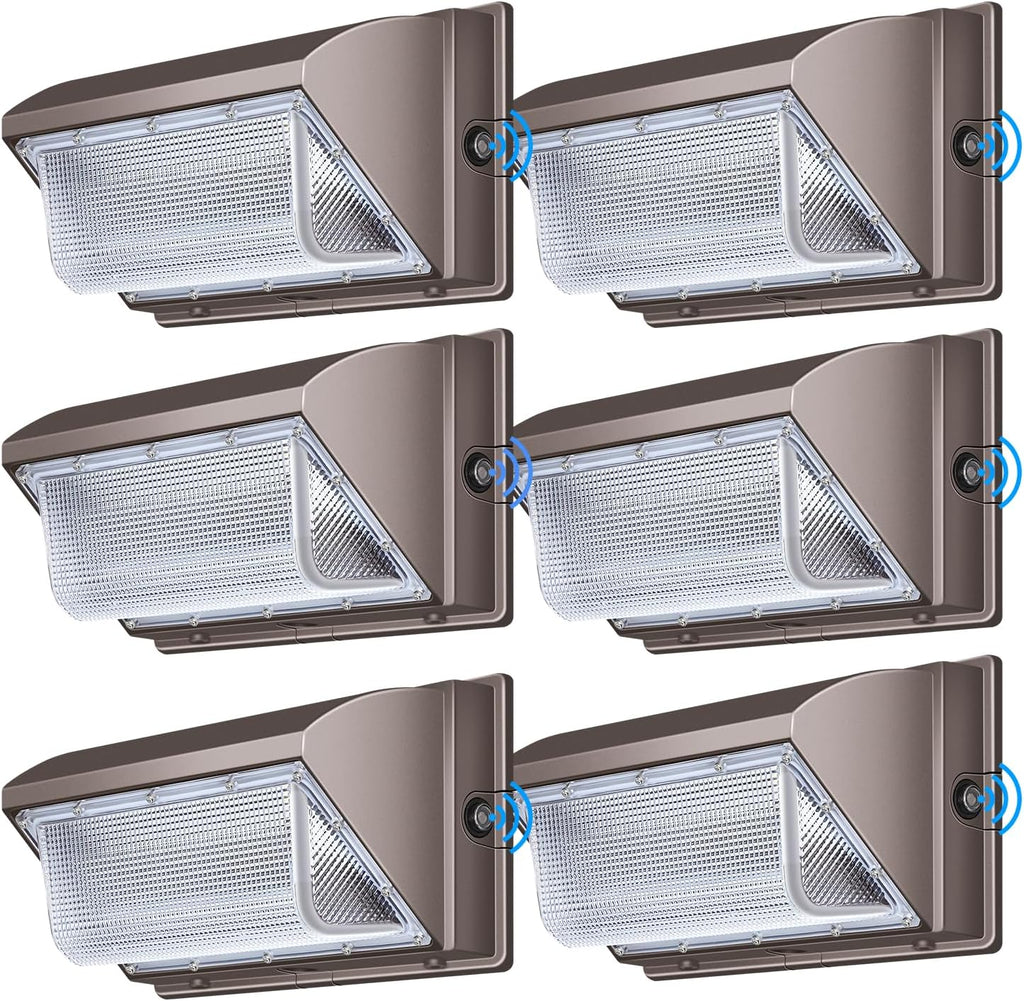 ledmo LED Wall Pack Light with Photocell, 120W Dusk to Dawn Outdoor Commercial Security Lighting, 5000K IP65 Waterproof 15840LM 6 Pack