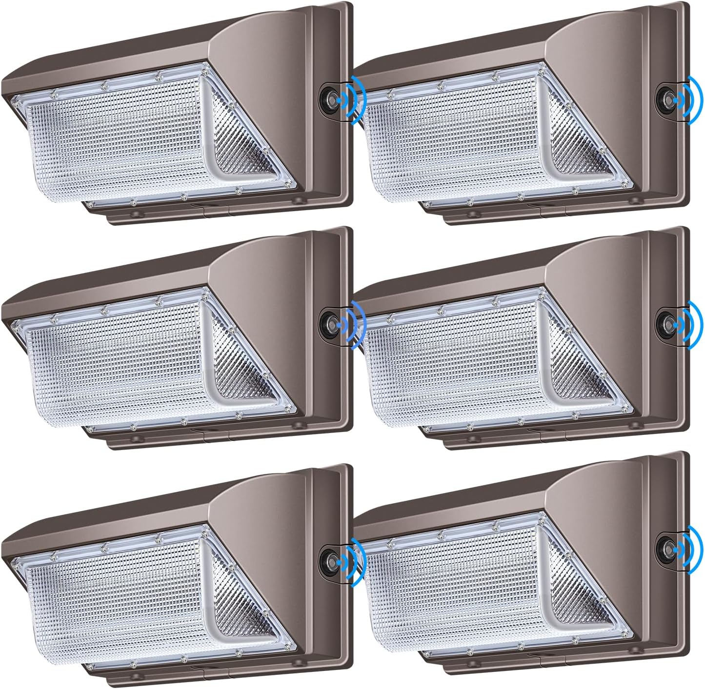 ledmo LED Wall Pack Light with Photocell, 120W Dusk to Dawn Outdoor Commercial Security Lighting, 5000K IP65 Waterproof 15840LM 6 Pack