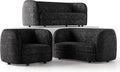 Furniture of America Nimiane Modern Boucle 3 Piece Sofa Set with Curved Arms and Wooden Legs, Accent Furniture Sets for Living Room, Home Office, Bedroom, Lounge, Black