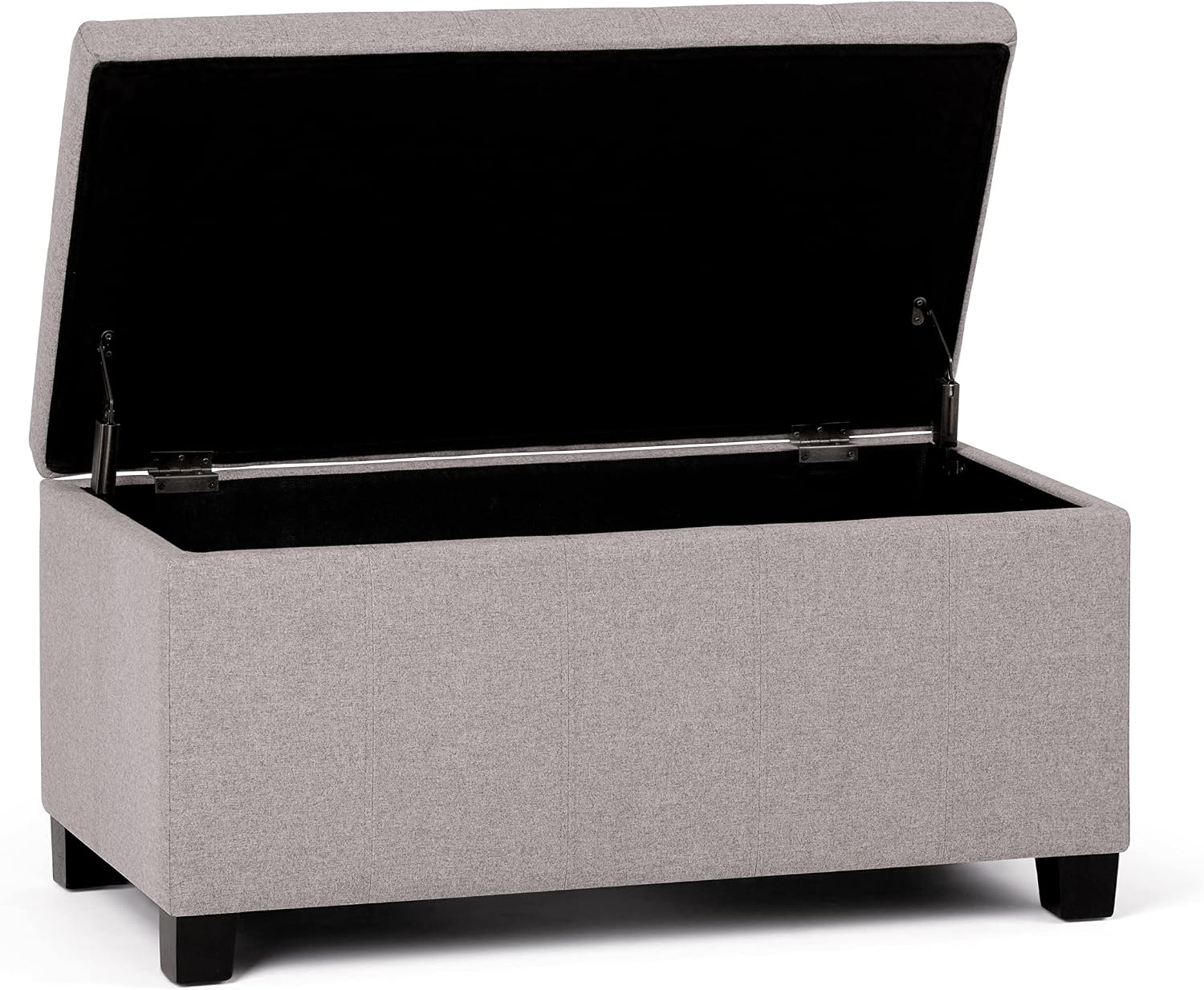 SIMPLIHOME Dover Storage Ottoman Bench - 36 inch Wide Upholstered Linen Look Fabric Rectangular Lift-Top Ottoman in Cloud Grey, Contemporary Bench for Living Room with Safety Hinges